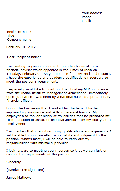 Cover Letter Sample Perfectyourenglish Com