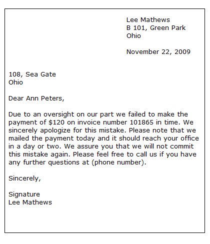 Writing A Business Letter Of Apology