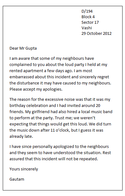 apologizing letter