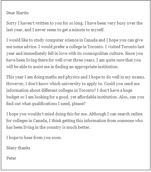 Sample Letter Asking For Advice From Friend