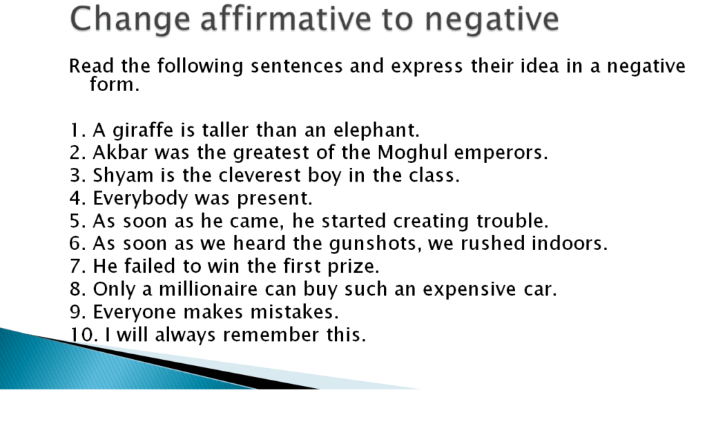 Transformation of sentences worksheet