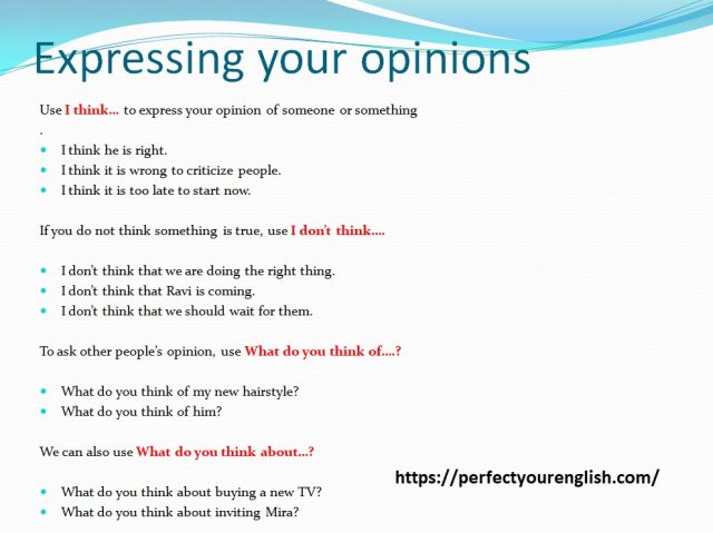 Expressing Opinions | English Speaking Lessons – Perfectyourenglish.com