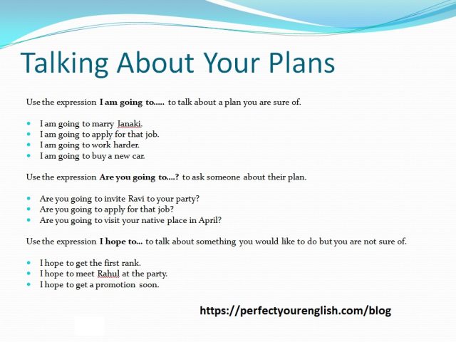 Talk About Your Plans | English Speaking Lessons – Perfectyourenglish.com