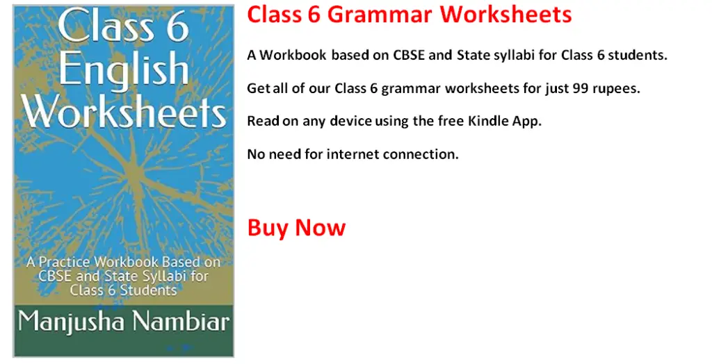 Class 6 English grammar worksheets ebook