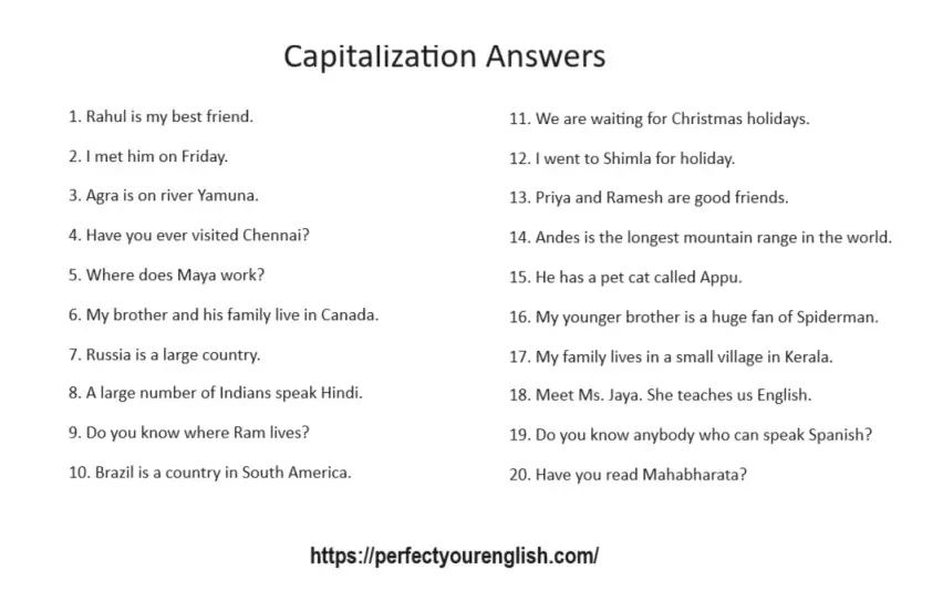 capitalization worksheet for class 3
