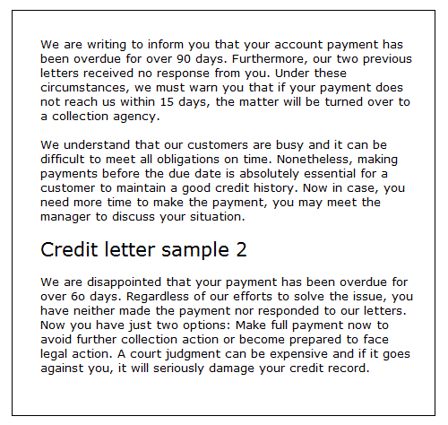 credit letter sample