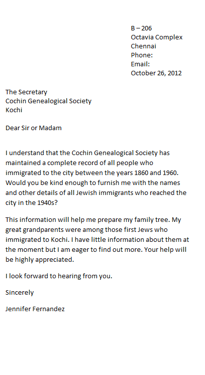 example of an inquiry letter