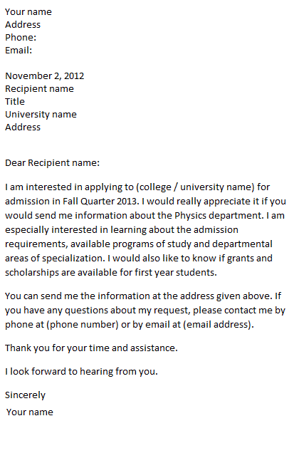 formal letter of request example