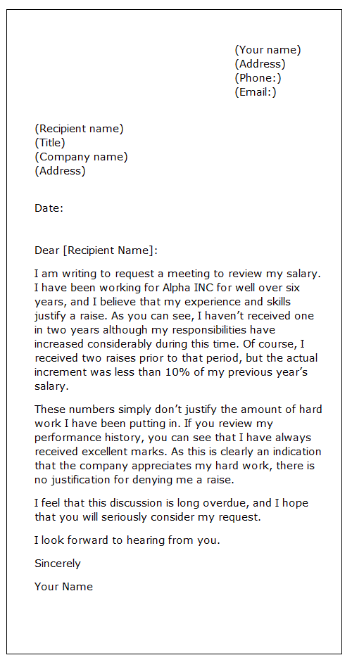 sample request letter asking for a raise